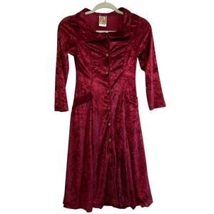 Vintage Touchstone's Television " Blossom" Long Sleeves Button Velvet Dress M